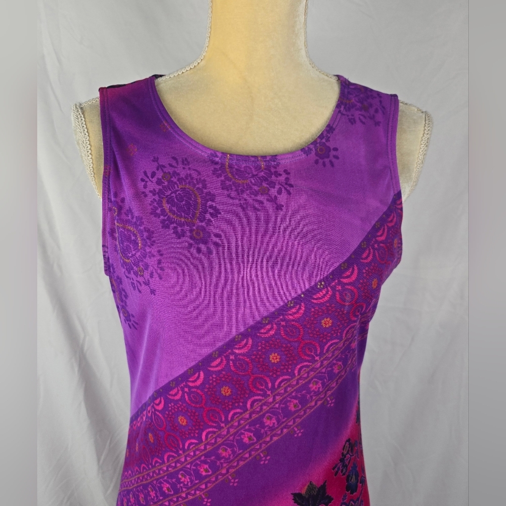 My Michelle Purple Floral Whimsigoth Fairy Y2k Bodycon Dress sz L Vintage - Picture 2 of 7